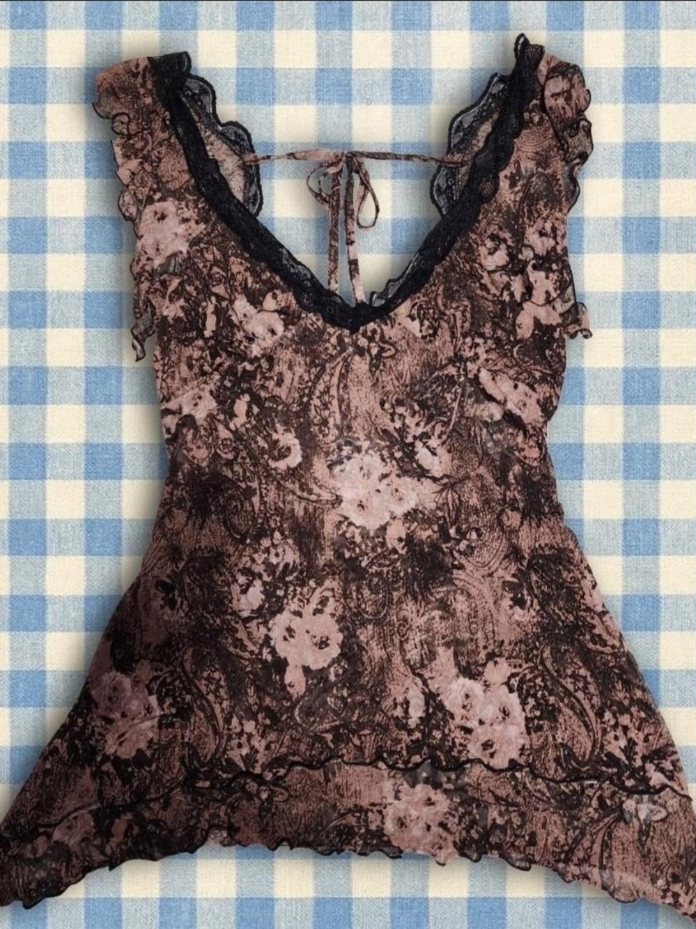 Floral Lace Camisole in Brown & Black Size XL NEW WITH TAGS
